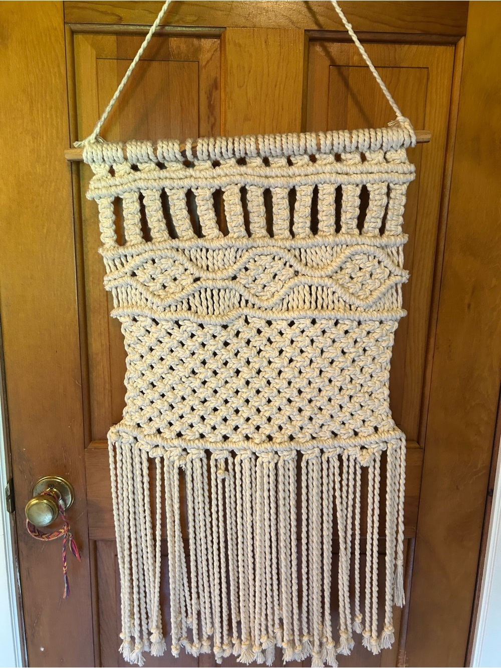 Handmade Cream Macramé Wall Tapestry - Boho Textured Hanging